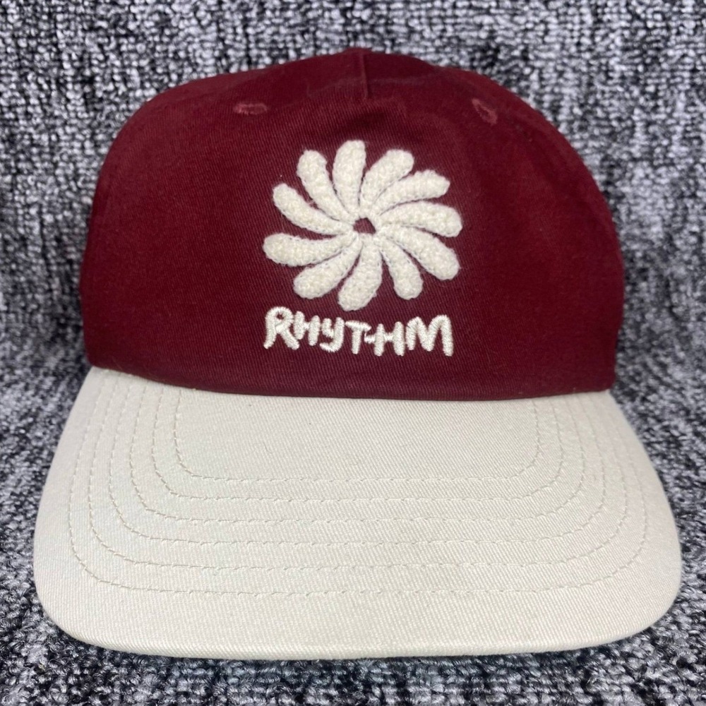 Rhythm Livin Hat Mens OSFA Burgundy Cream Flower Chenille Strapback Surf Cap